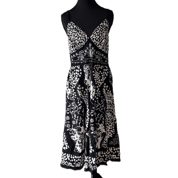 Vintage Y2K Mlle Gabrielle Midi Babydoll Dress Sz Large Floral Beaded Fairy Boho - Picture 2 of 15